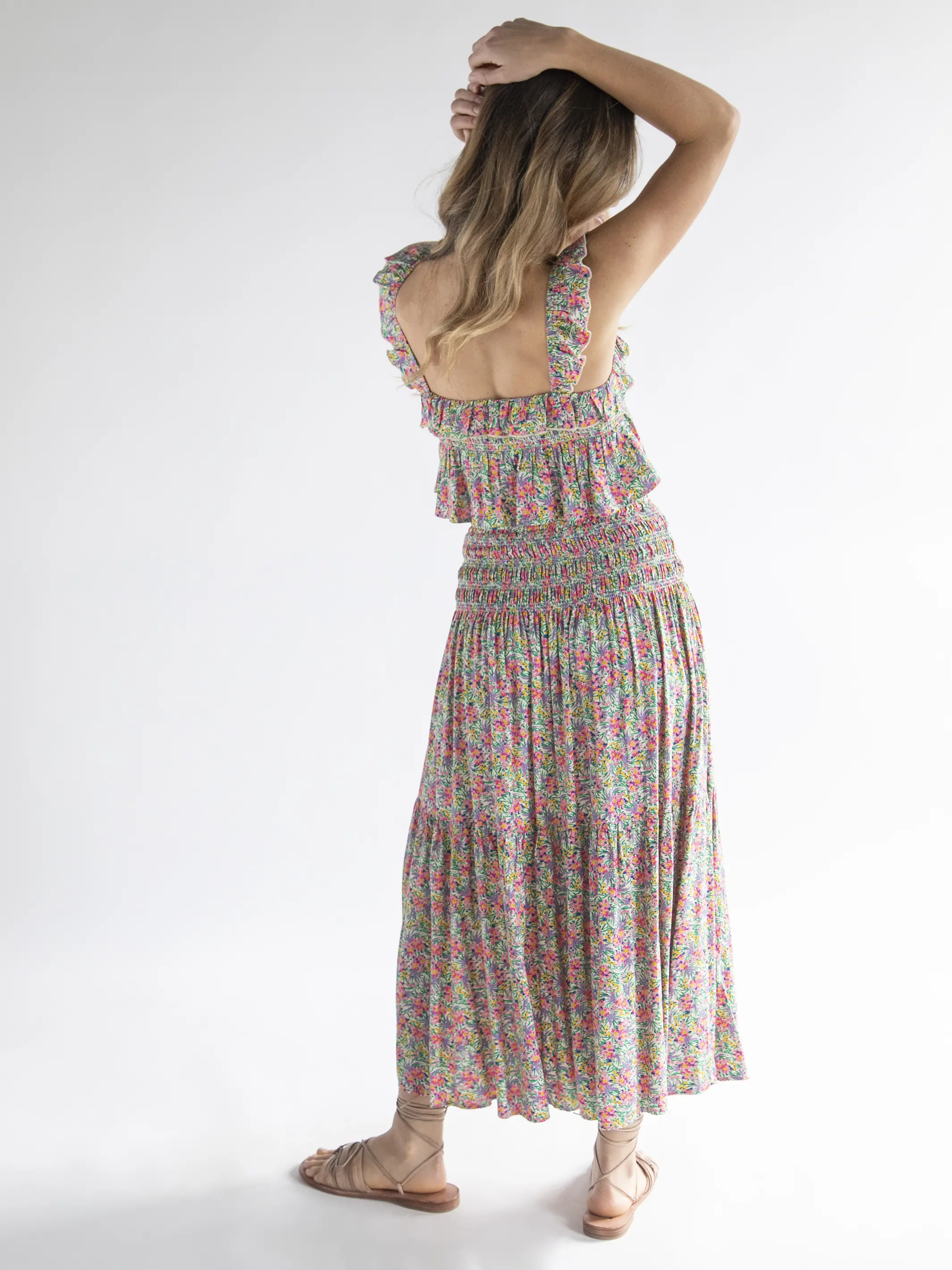 Angelina Midi Skirt - Ditsy Neon Floral