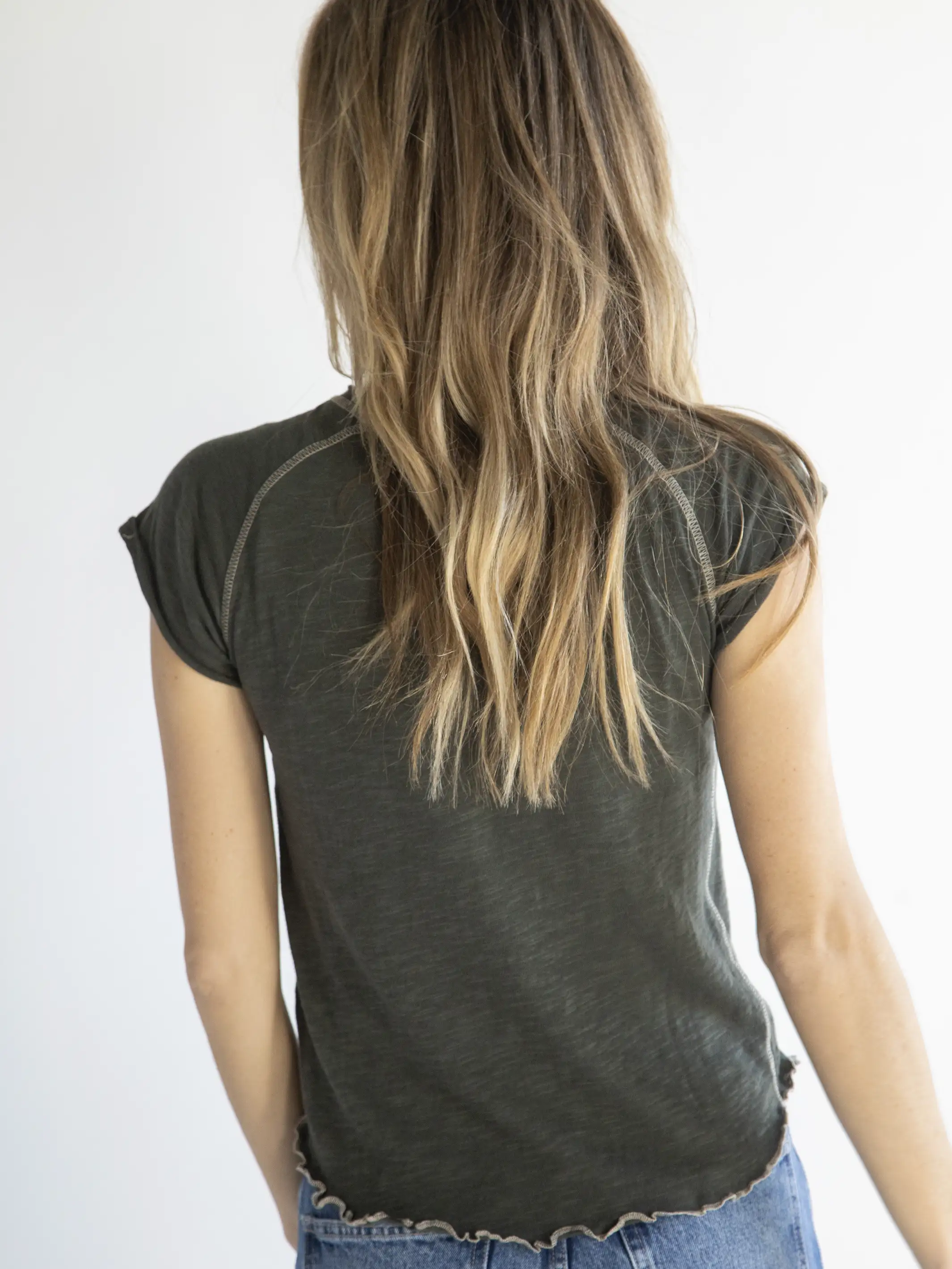 Lily Knit Cotton Tee Shirt - Charcoal