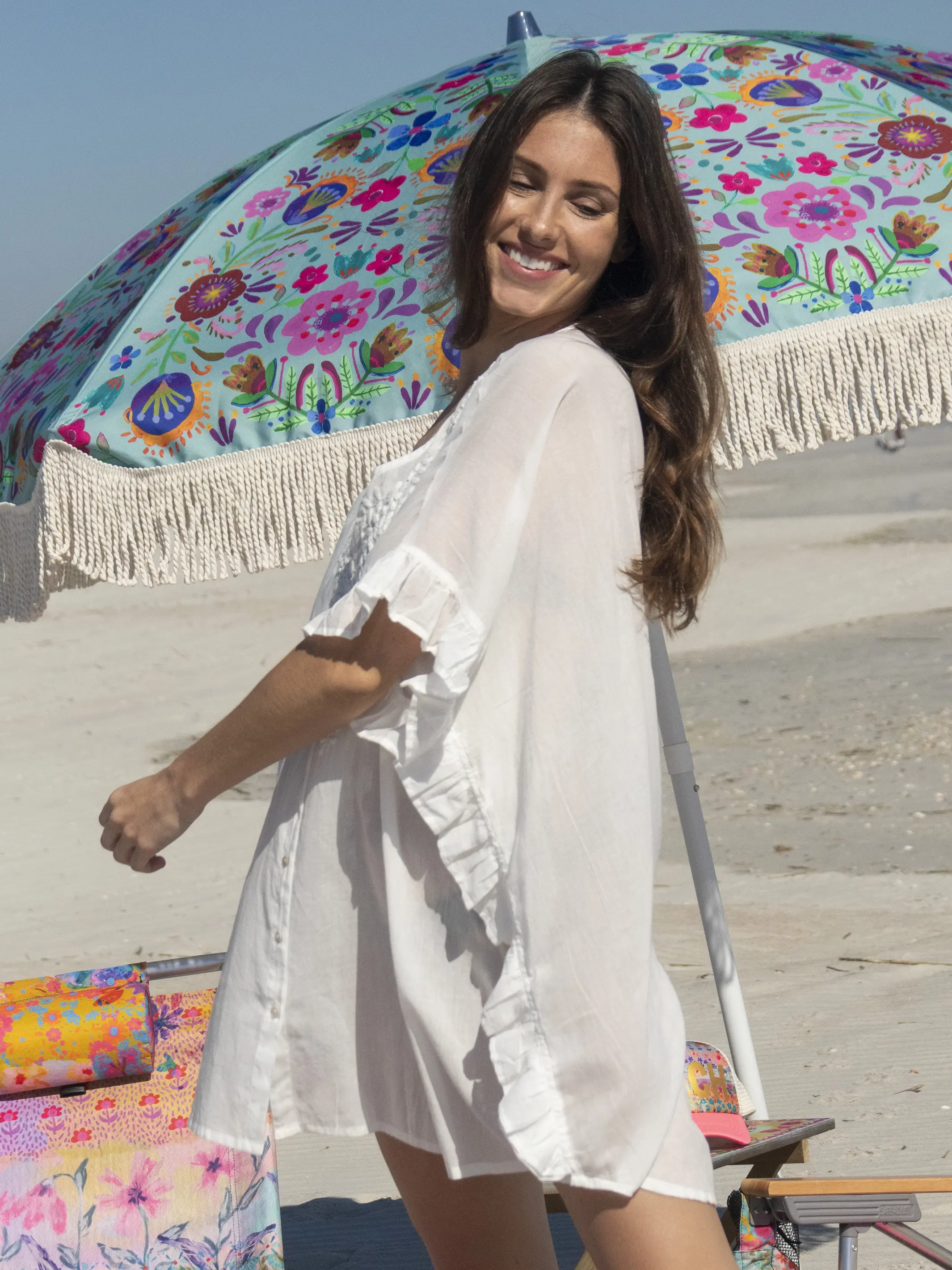 Bimini Embroidered Cotton Cover-Up - White