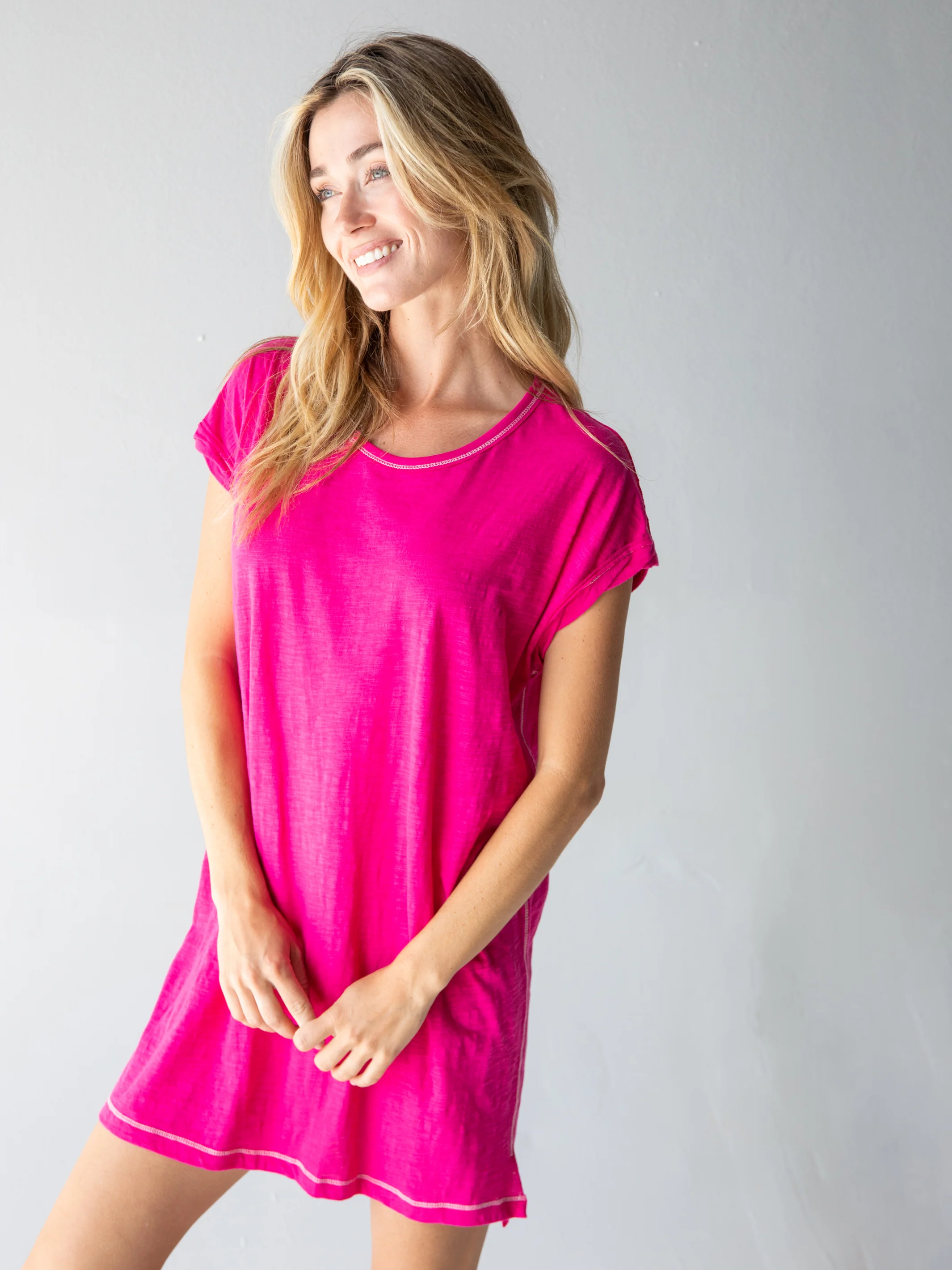 Frankie Cotton Tee Dress - Pink