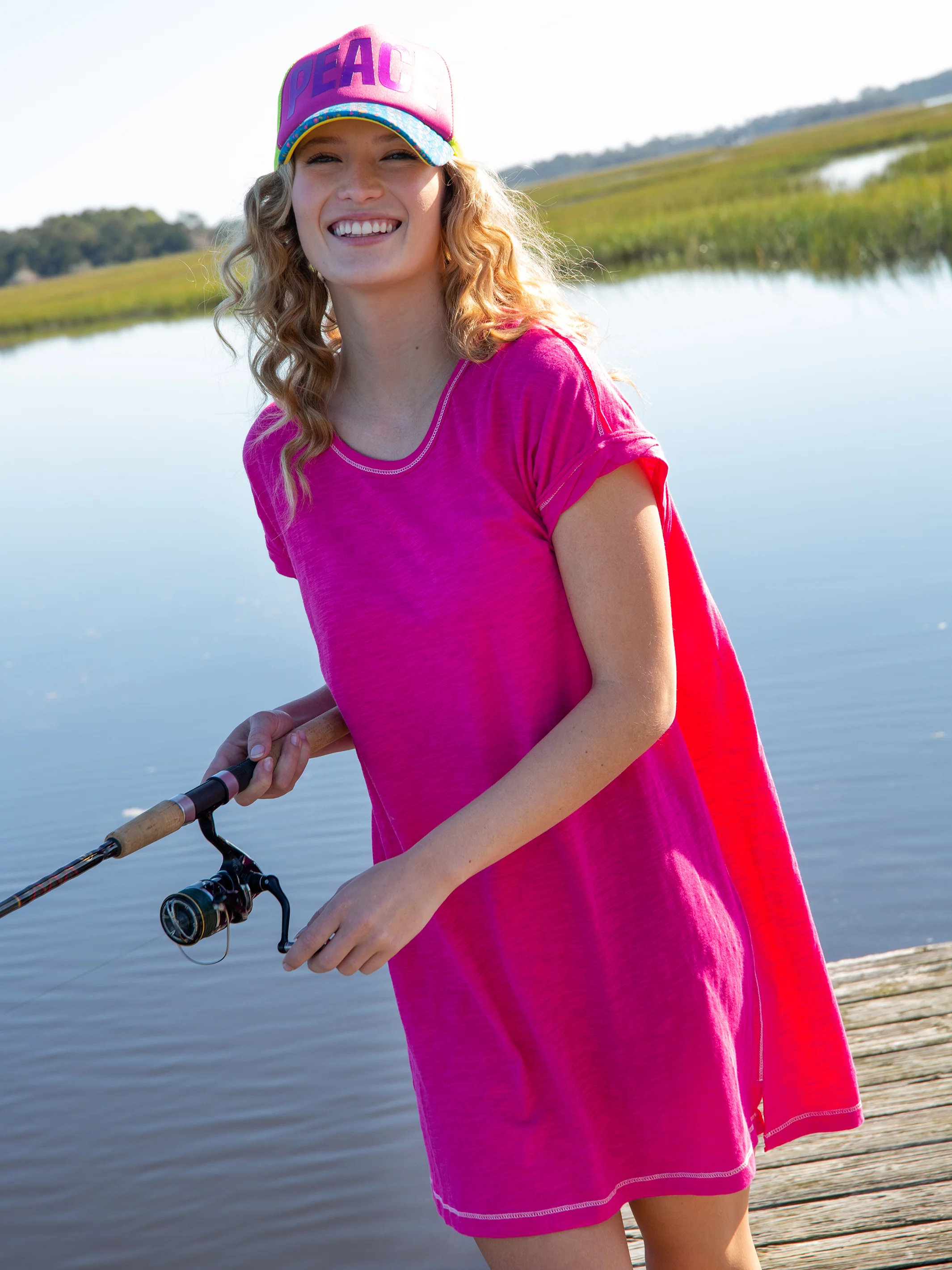 Frankie Cotton Tee Dress - Pink