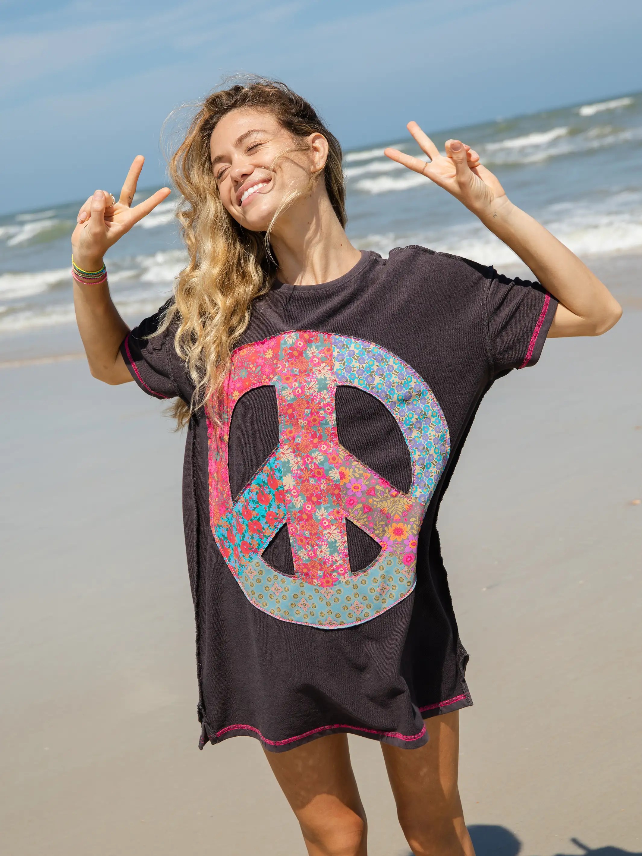 Inside Out Applique Dress - Charcoal